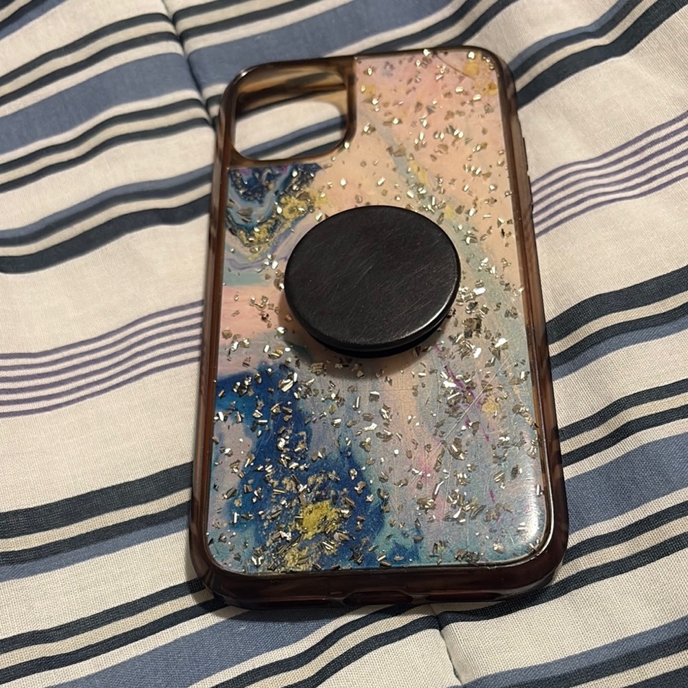 Black Glitter Phone Case with Secure Grip for iPhone 11